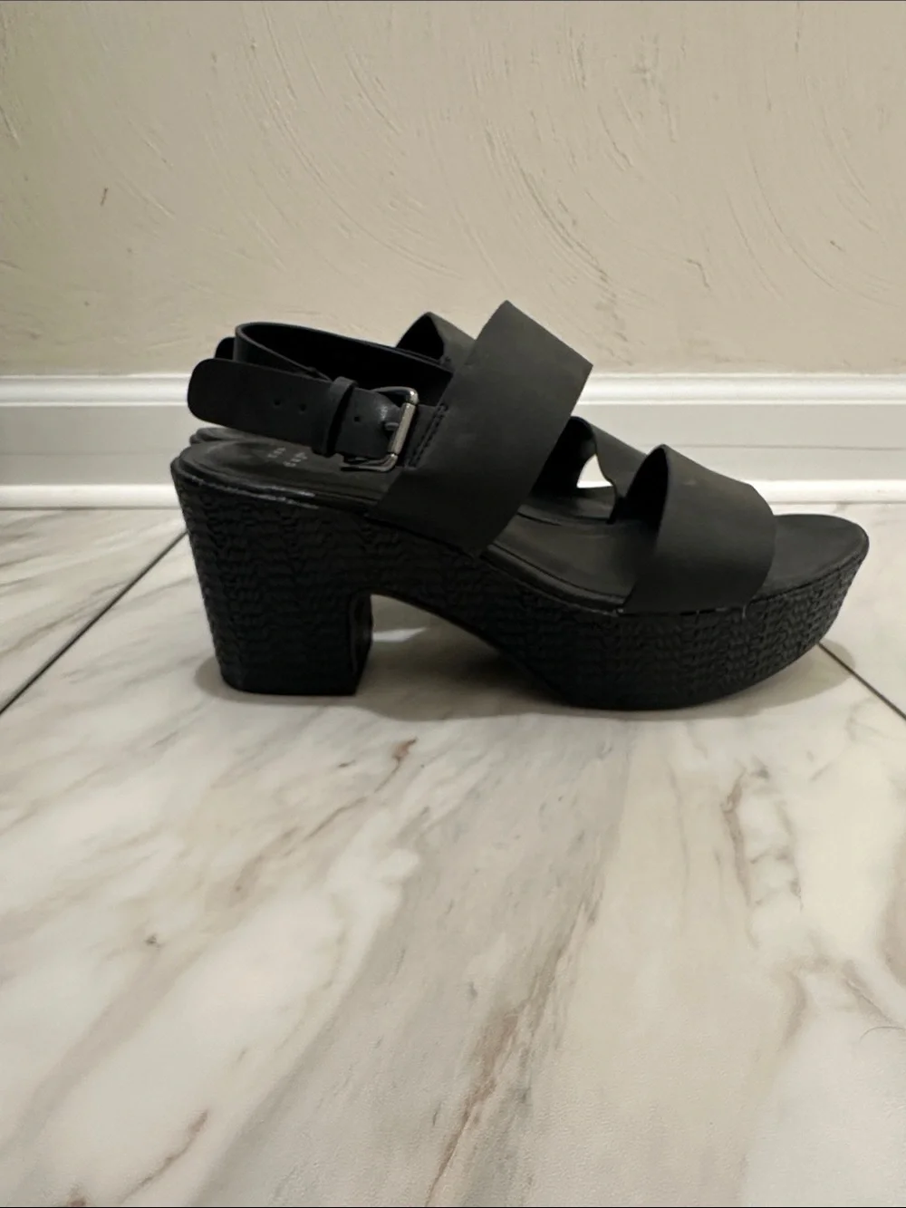 a new day Black Platform Sandals with Chunky Heel